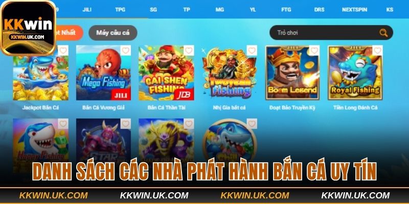 Danh sách các nhà phát hành bắn cá uy tín trên sân chơi